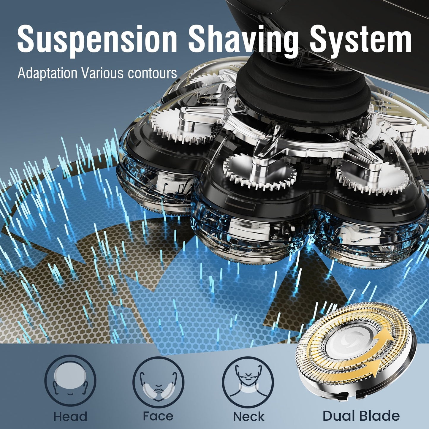 Nogroa Head Shavers for Bald Men, Magnetic Electric Razor, 7D Rotary Shaver, IPX7 Waterproof, Wet/Dry, LED Display, Cordless, Type-C Charge