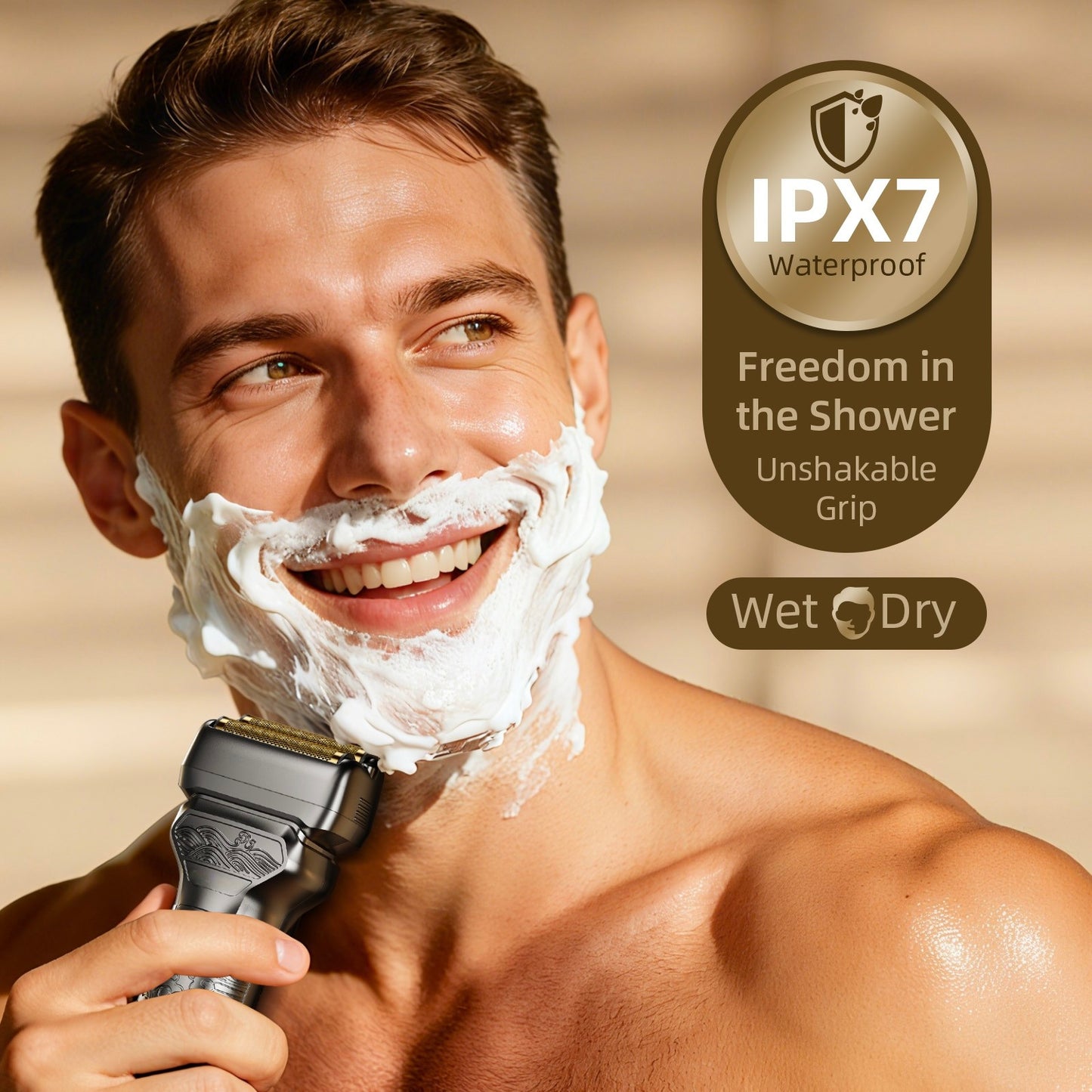 Nogroa 2 in 1 Electric Shaver & Trimmer for Men – Dual Blade Foil Razor for Wet & Dry Use IPX7 Waterproof Beard Trimmer with LED Display/Metal Handle/Travel Lock/Fast Charging, Metallic Gray