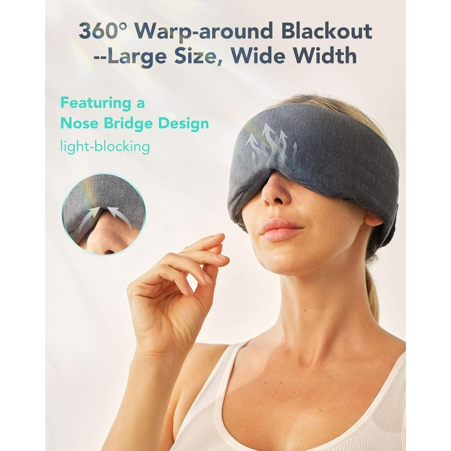 Sleep Mask for Side Sleeper Men Women, Eye Mask for Sleeping Light Blocking, Soft Breathable Night Blindfold, Adjustable Eye Shade Cover, Sleeping Mask for Flight Nap, Travel