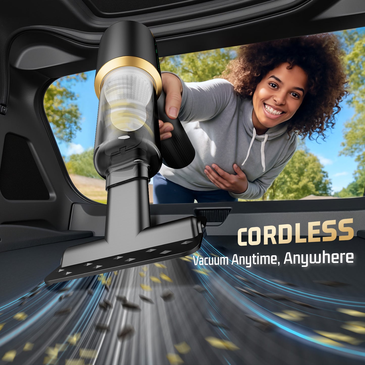 Skdwakiz Car Vacuum Cleaner, 16000Pa Portable 3 in 1 Cordless Compressed Air Duster & Air Blower & Pump Hand Held Vacuum with 6000mAh Battery, LED Display, Multi-Nozzles for Car Home Office