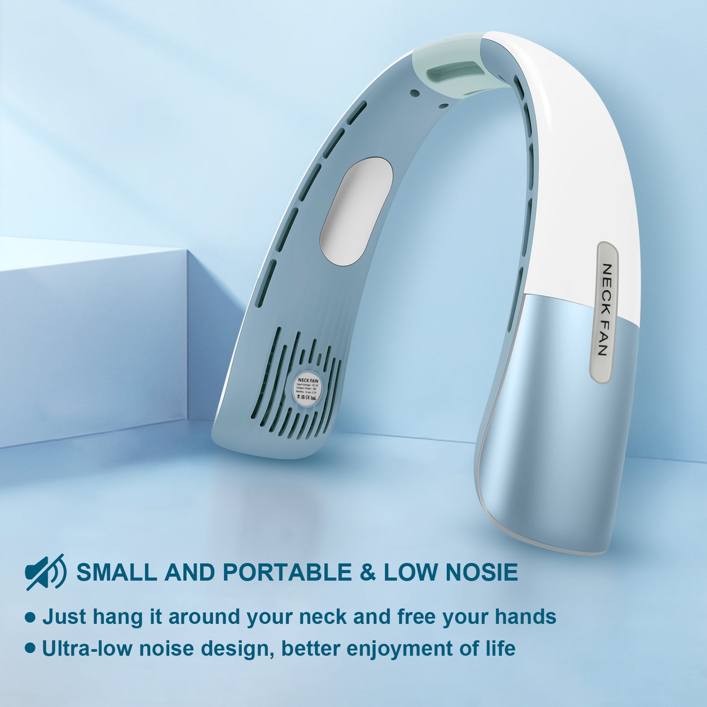 Portable Neck Fan, Personal Fan with Necksupport 5000mAh Battery - Rechargeable Fan Wearable Bladeless - 5 Speeds Cooling Hands-Free Fan for Indoor Outdoor Sports