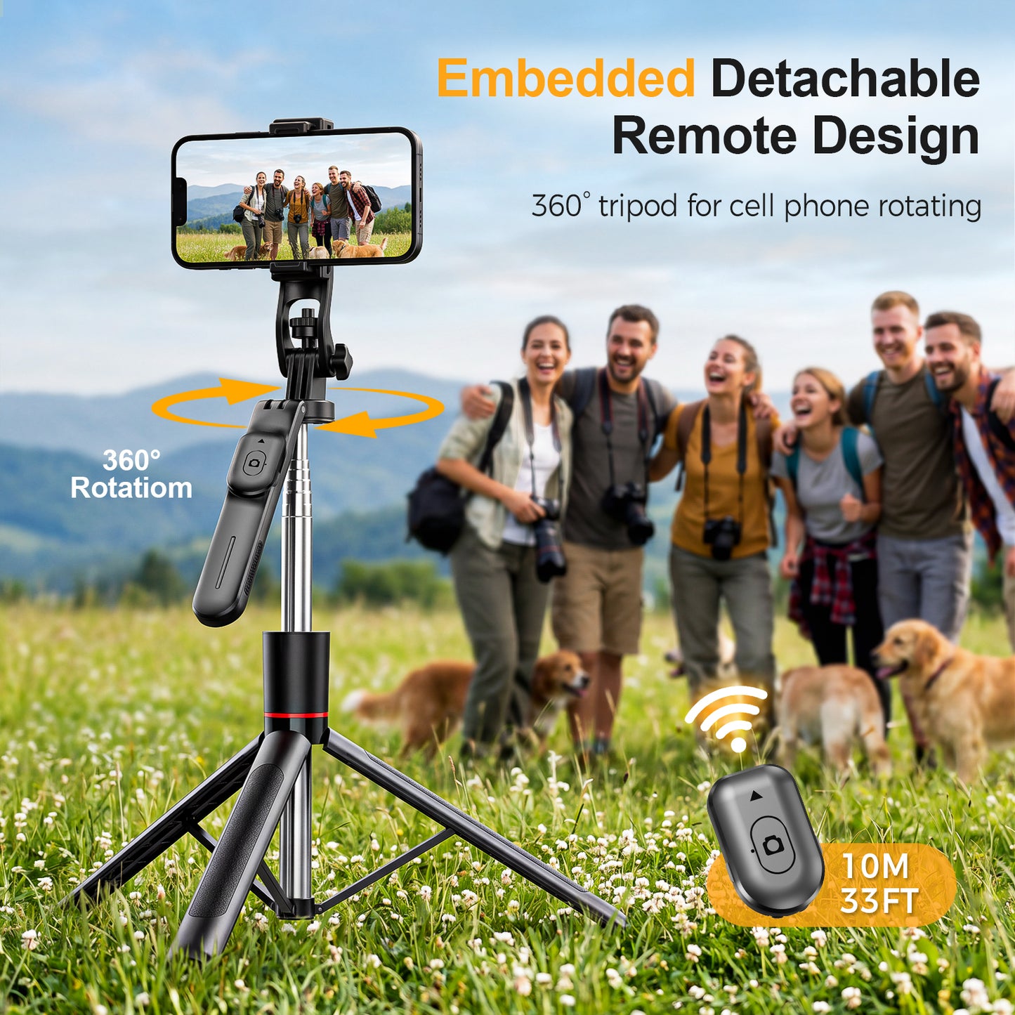 Arenviy Phone Selfie Stick - 67'' Extendable Selfie Stick Tripod with Bluetooth Remote & 2 Fill Light - 360°Rotation Portable Phone Tripod for Android, iOS