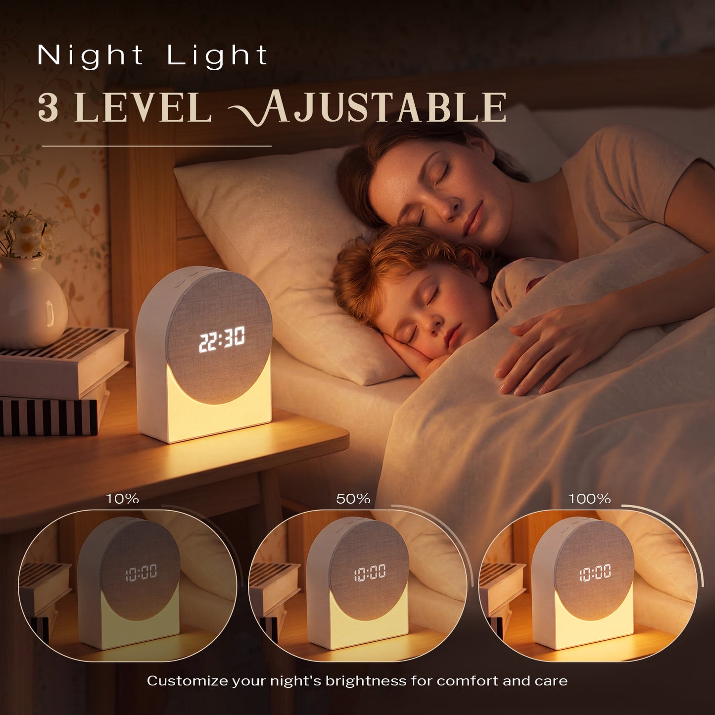 TCVOR 4 in 1 White Noise Machine with Bluetooth Speaker | Night Light | Digital Clock & Alarm, Multi-Function Sound Machine with 6 Soothing Sounds & Auto-Off Sleep Timer (15/30/60 Min)