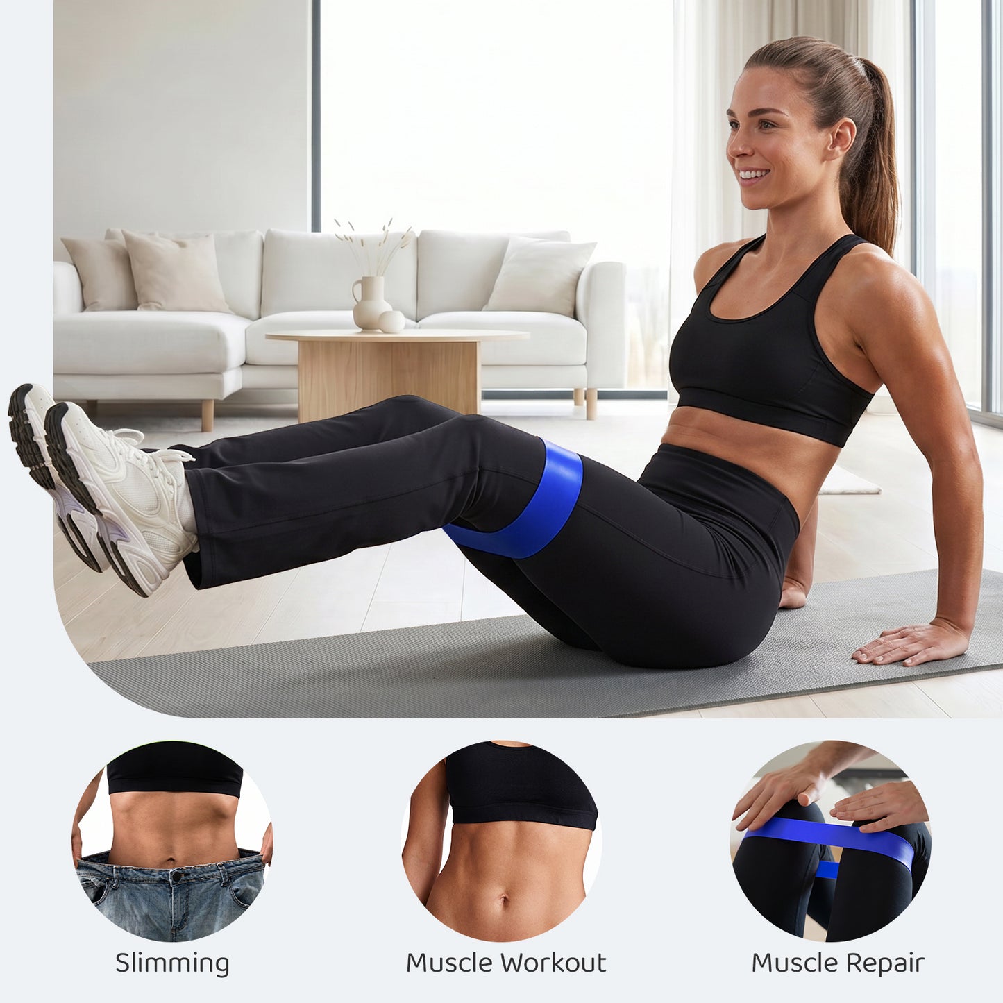 Resistance Bands for Working Out, Exercise Bands for Fitness, Stretching, Yoga, and Strength Training, Indoor &amp; Outdoor Workout Bands for Women, Men, 5 Resistance Levels