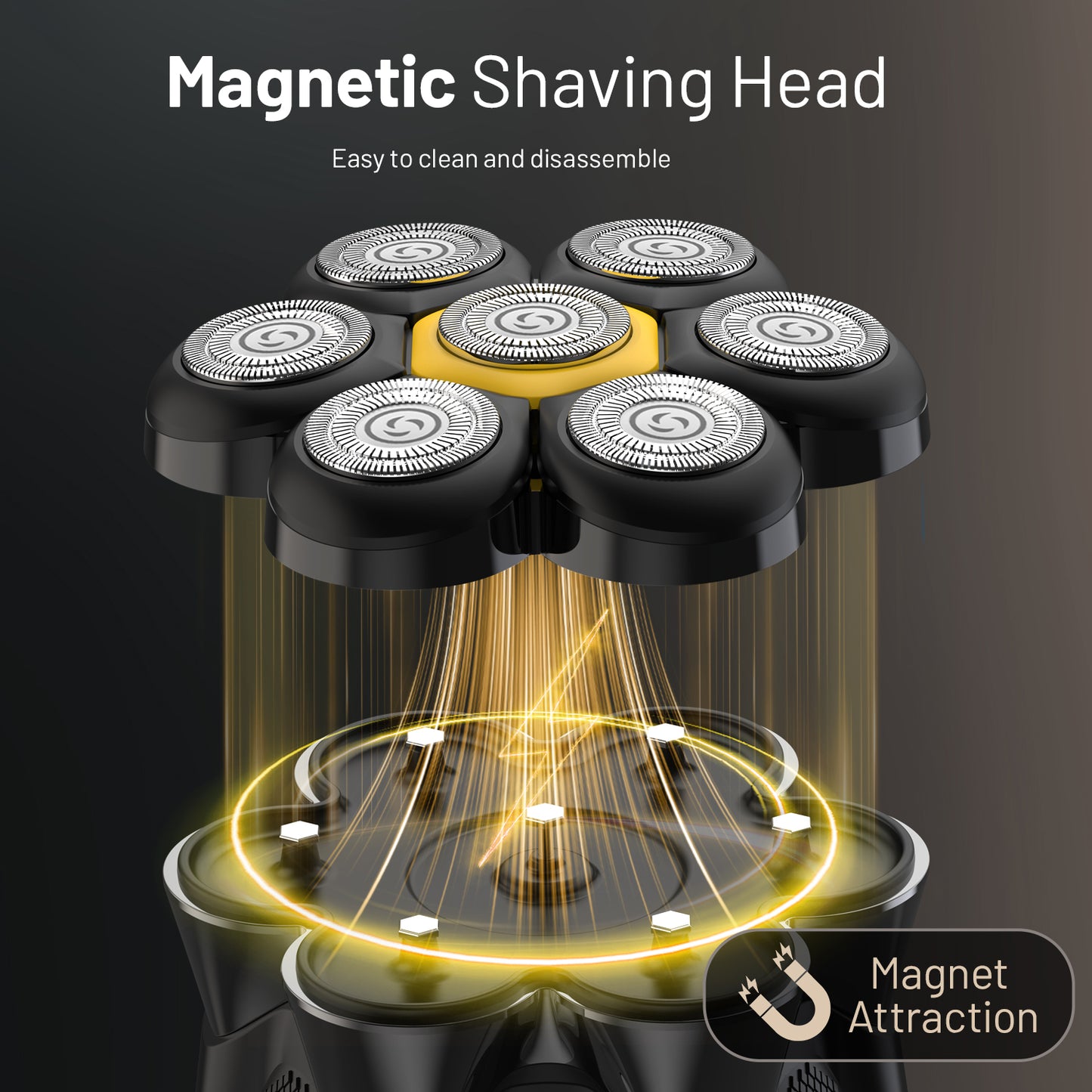 Nogroa Head Shavers for Men, Magnetic Electric Bald Razor, 7D Rotary Cordless Shaver, Rechargeable Grooming Kit for Mens Scalp/Face/Beard, Close Shaving, PX7 Waterproof, Wet/Dry, LED Display