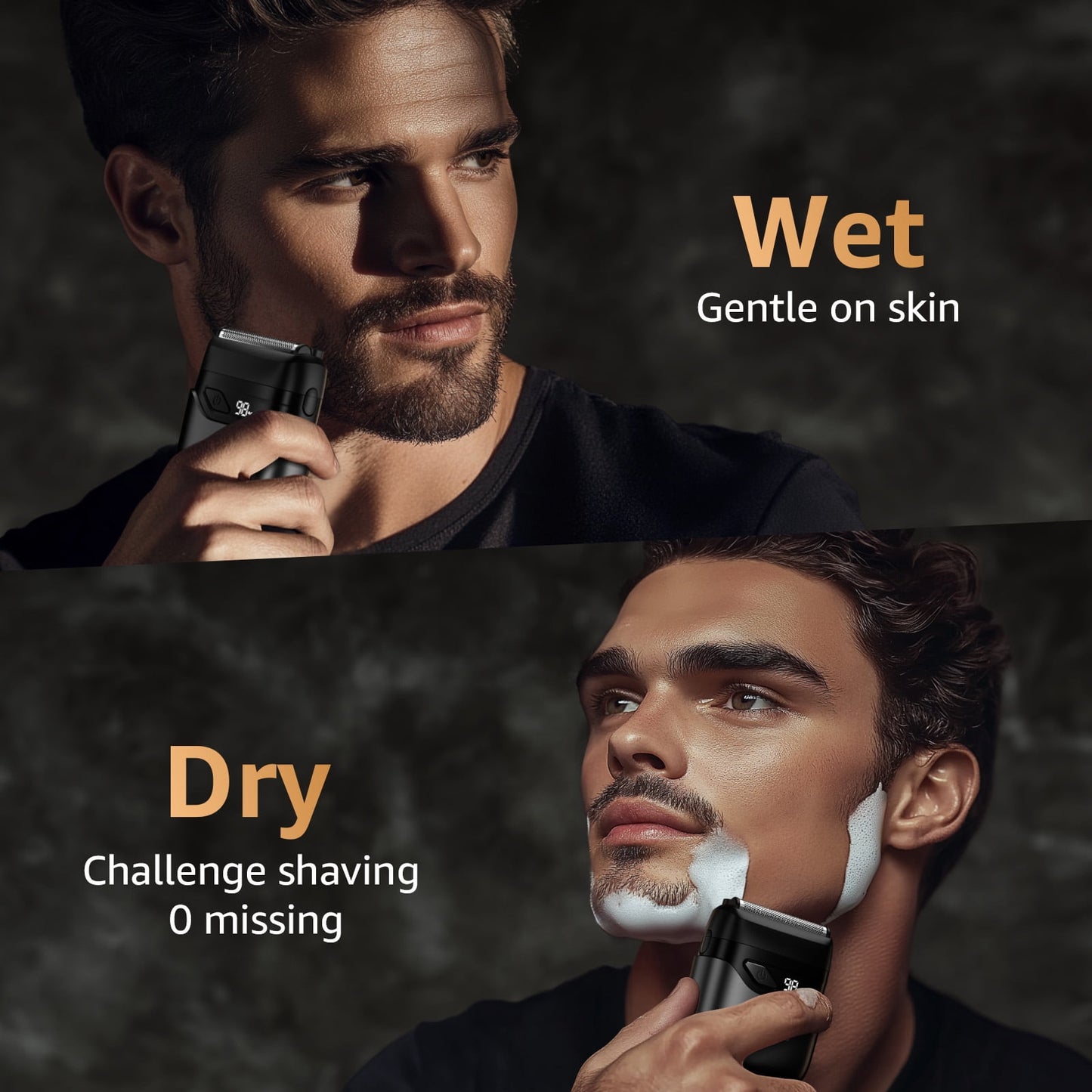 Nogroa Electric Foil Shaver for Men, Double Floating Blade Mini Electric Razor IPX7 Waterproof LED Display