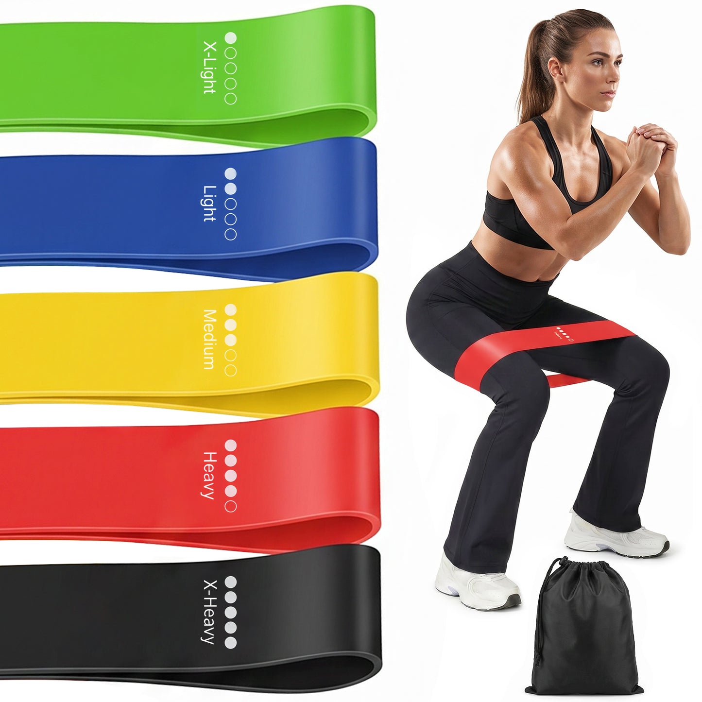 Resistance Bands for Working Out, Exercise Bands for Fitness, Stretching, Yoga, and Strength Training, Indoor &amp; Outdoor Workout Bands for Women, Men, 5 Resistance Levels