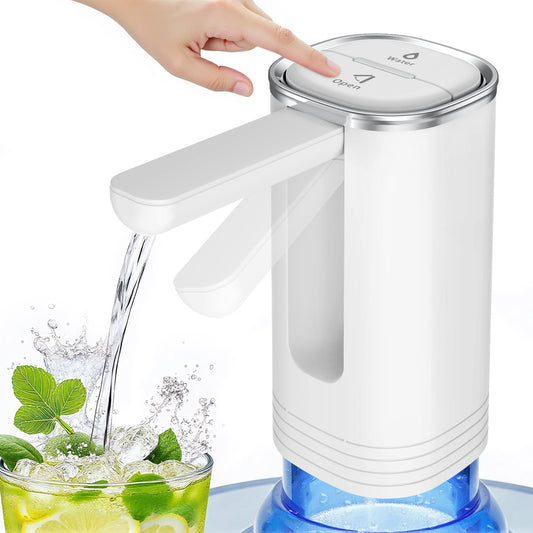 Skdwakiz Portable Water Dispenser, Foldable Electric Water Bottle Pump Universal 2, 3, 4, and 5 Gallon USB Rechargeable and Automatic Off Switch Water Bottle Pump for Home Kitchen Office