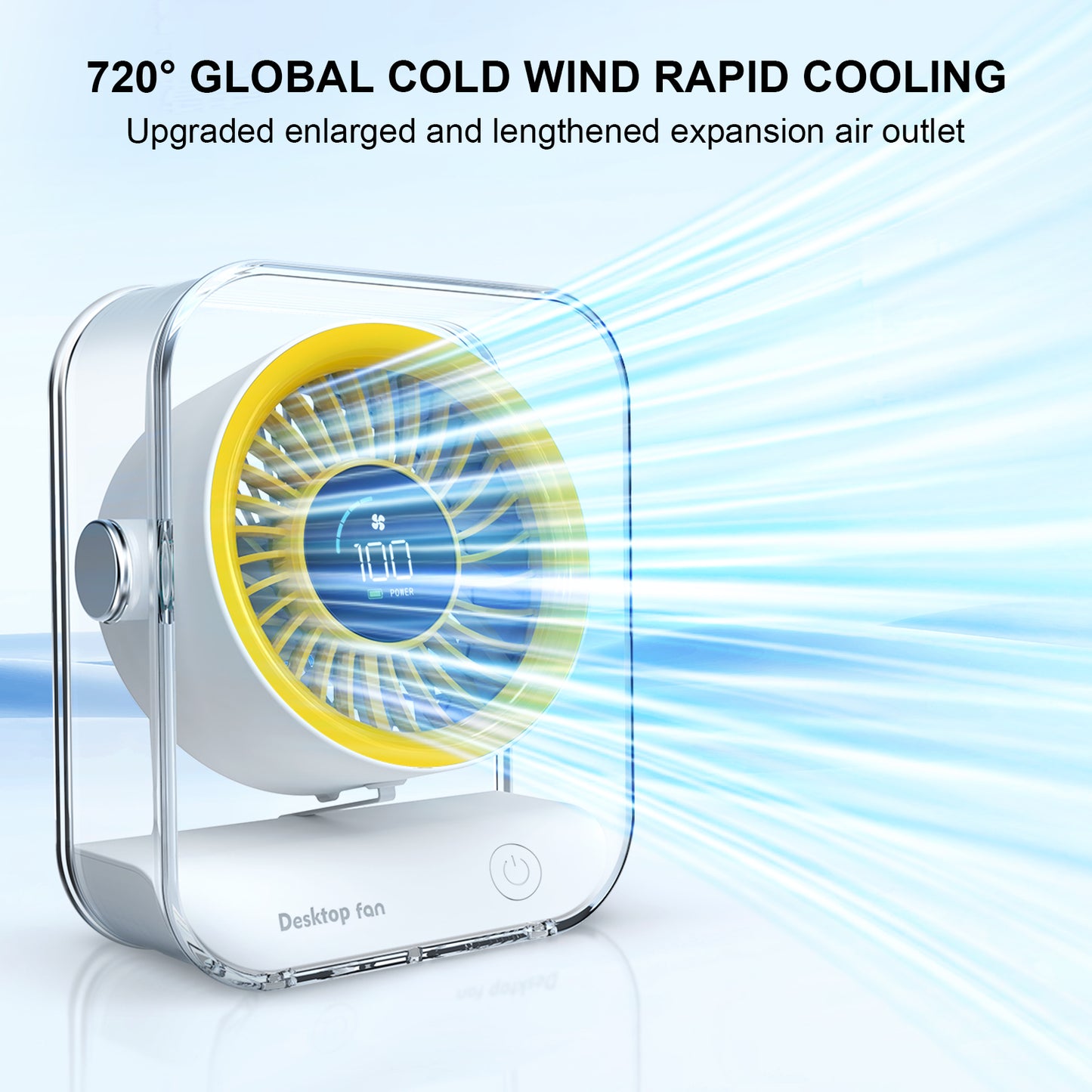Skdwakiz Small Desk Fan, Portable Table Fan with 6-Speed LED Display Personal Fan Rechargeable High-speed Mini Air Circulator Fan for Office Home