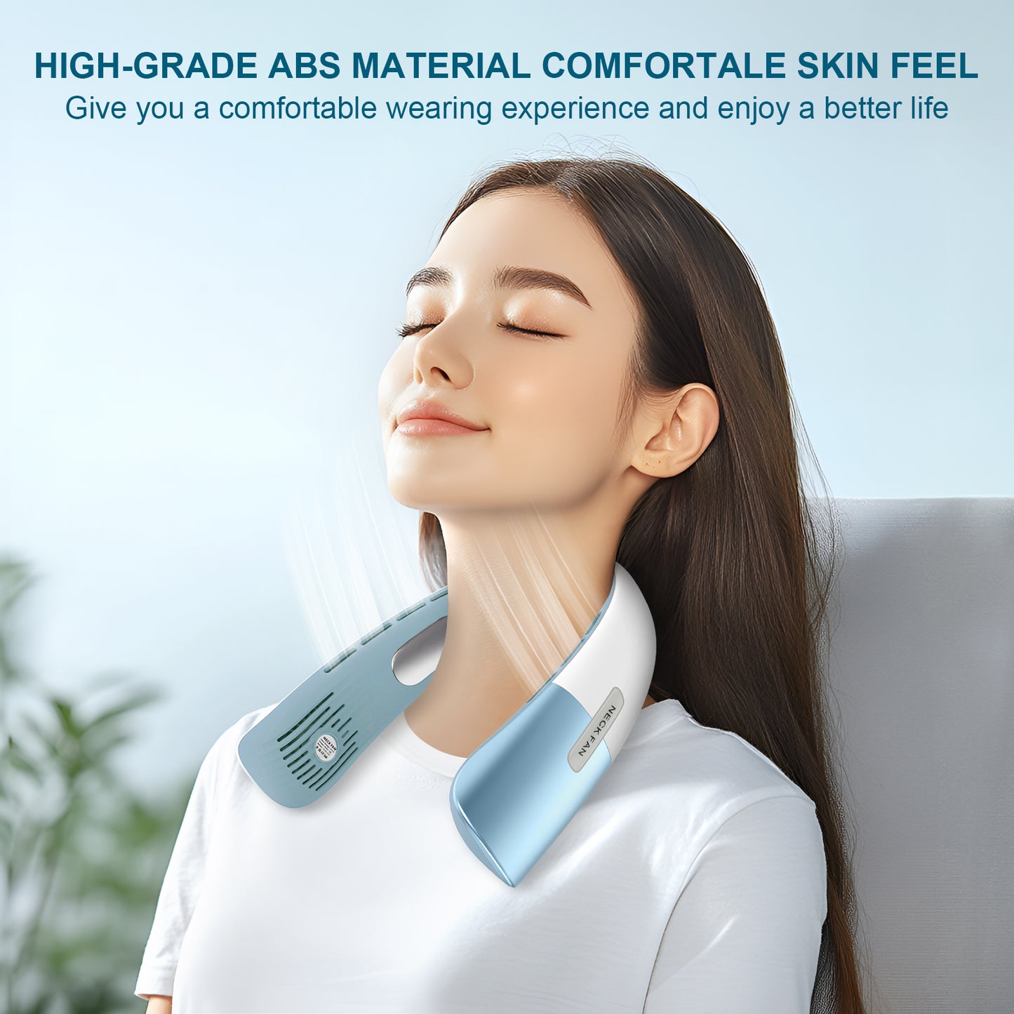 Portable Neck Fan, Personal Fan with Necksupport 5000mAh Battery - Rechargeable Fan Wearable Bladeless - 5 Speeds Cooling Hands-Free Fan for Indoor Outdoor Sports
