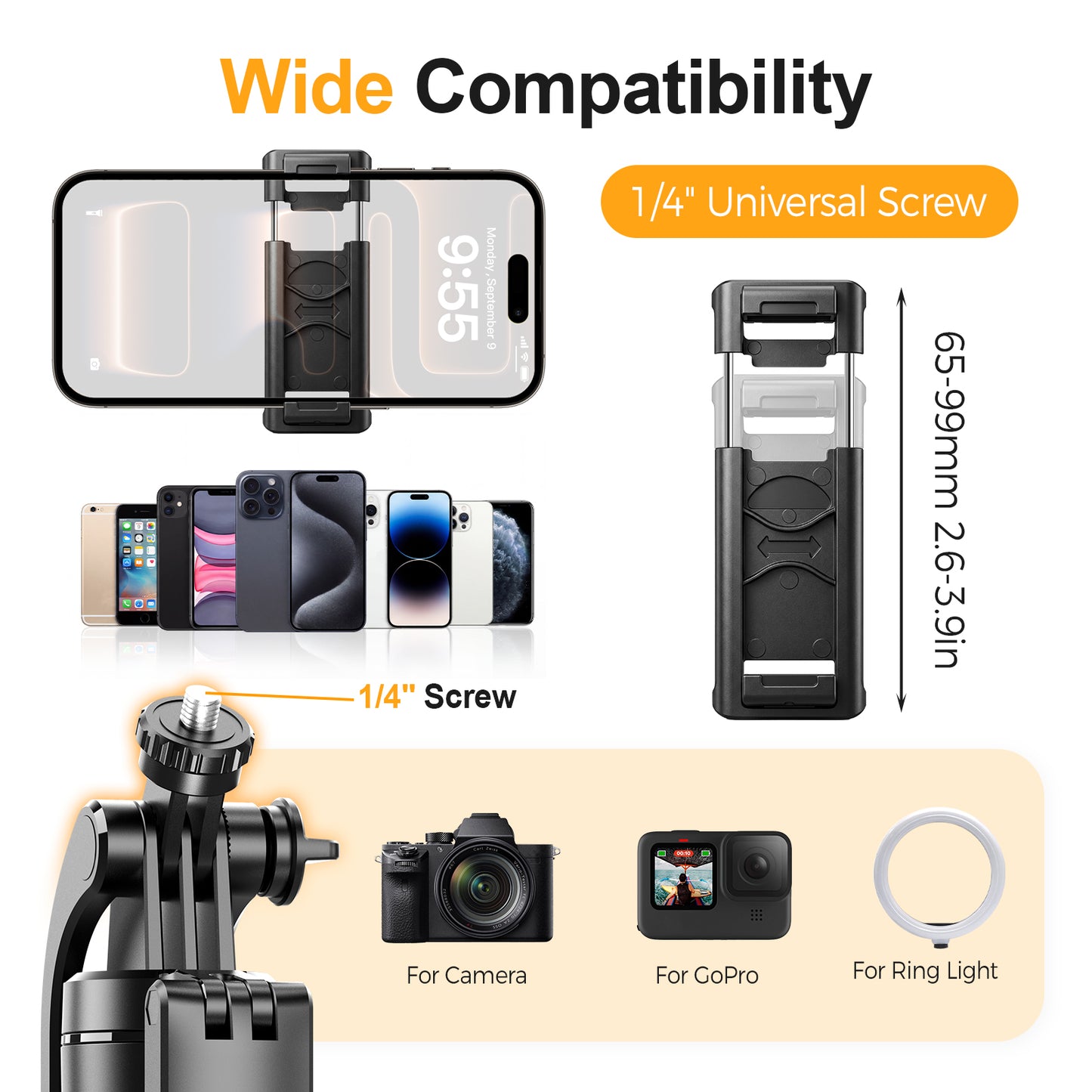 Arenviy Phone Selfie Stick - 67'' Extendable Selfie Stick Tripod with Bluetooth Remote & 2 Fill Light - 360°Rotation Portable Phone Tripod for Android, iOS