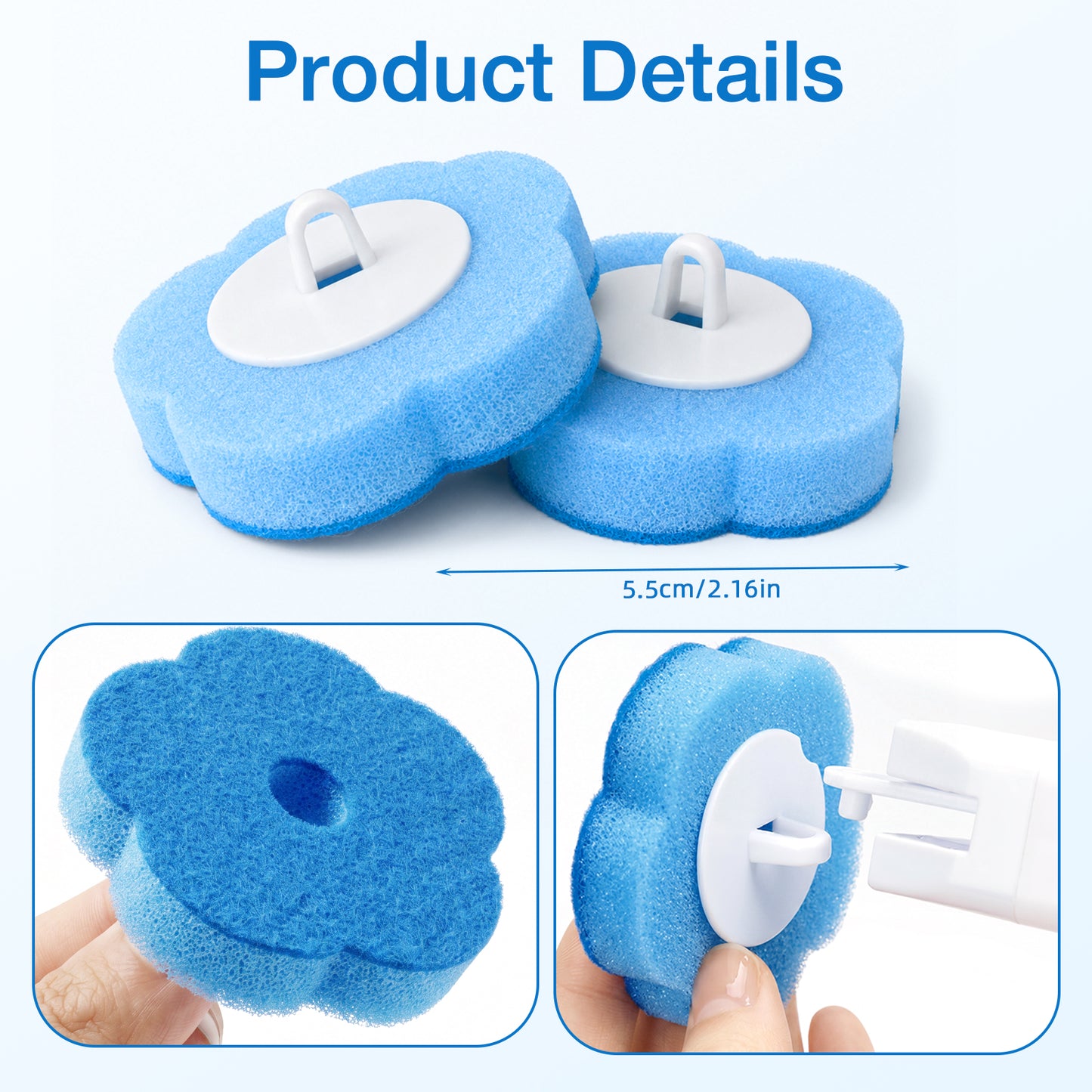 Skdwakiz 80 Pcs Toilet Bowl Wand Refills: Disposable Toilet Scrubber Refill, Universal Replacement Brush Heads & Cleaning Pads for Toilet, Urinal, Bathtub & Wash Basin