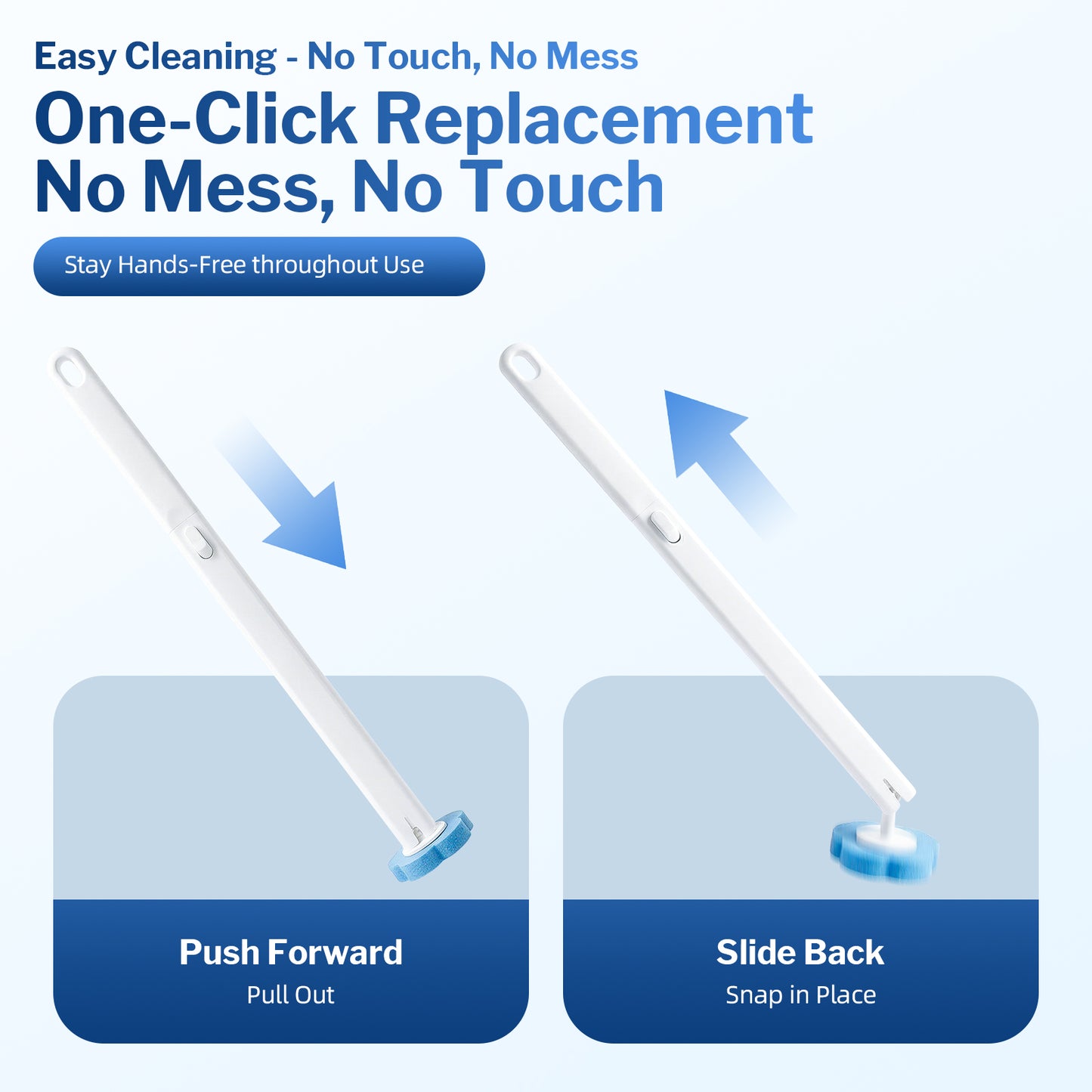 Skdwakiz Disposable Toilet Brush and Holder Set, Toilet Bowl Cleaner Wands with 40 Cleaner Refills & 1 Crevice Brush, White