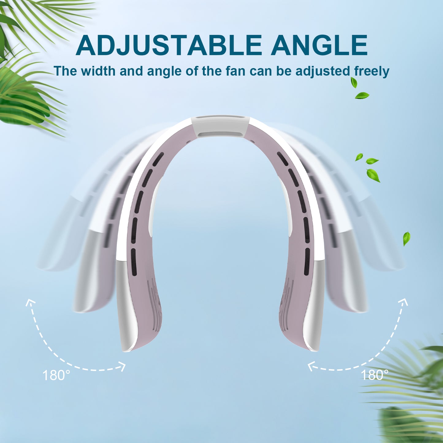 Skdwakiz Portable Neck Fan, Hands-Free Personal Fan with 5 Speeds Wearable Bladeless Fan Whisper-Quiet Rechargeable Fan Perfect for Home, Sports, Travel
