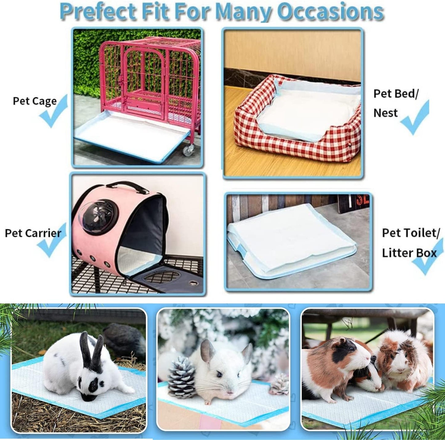 Skdwakiz Puppy Pee Pads, 40 Count 23x23 in Disposable Dog Training Pads, Super Absorbent Pet Piddle & Leak-Proof Potty Incontinence Mats for Puppies Dogs Doggie Cats Rabbits, Quick Drying