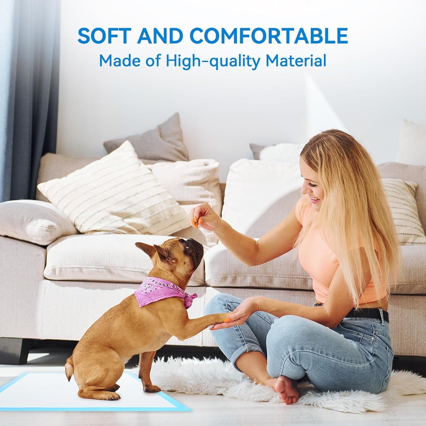 Skdwakiz Puppy Pads, 100 Count 18" x 13" Disposable Pee Pads for Dogs Potty Training, Super Absorbent | Leak-Proof | Quick-Dry Training Pads for Dog, Cat, Rabbits and Guinea Pigs (Blue)