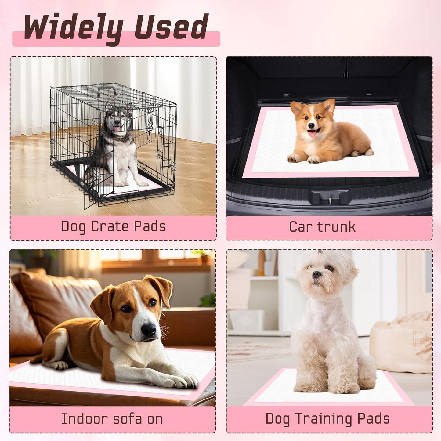 Skdwakiz Puppy Pads, 100 Count Thickened Disposable Pee Pads 18" x 13" for Dogs Potty Training, Super Absorbent | Leak-Proof | Quick-Dry Wee Wee Pads for Dog, Cat, Rabbits and Guinea Pigs (Pink)
