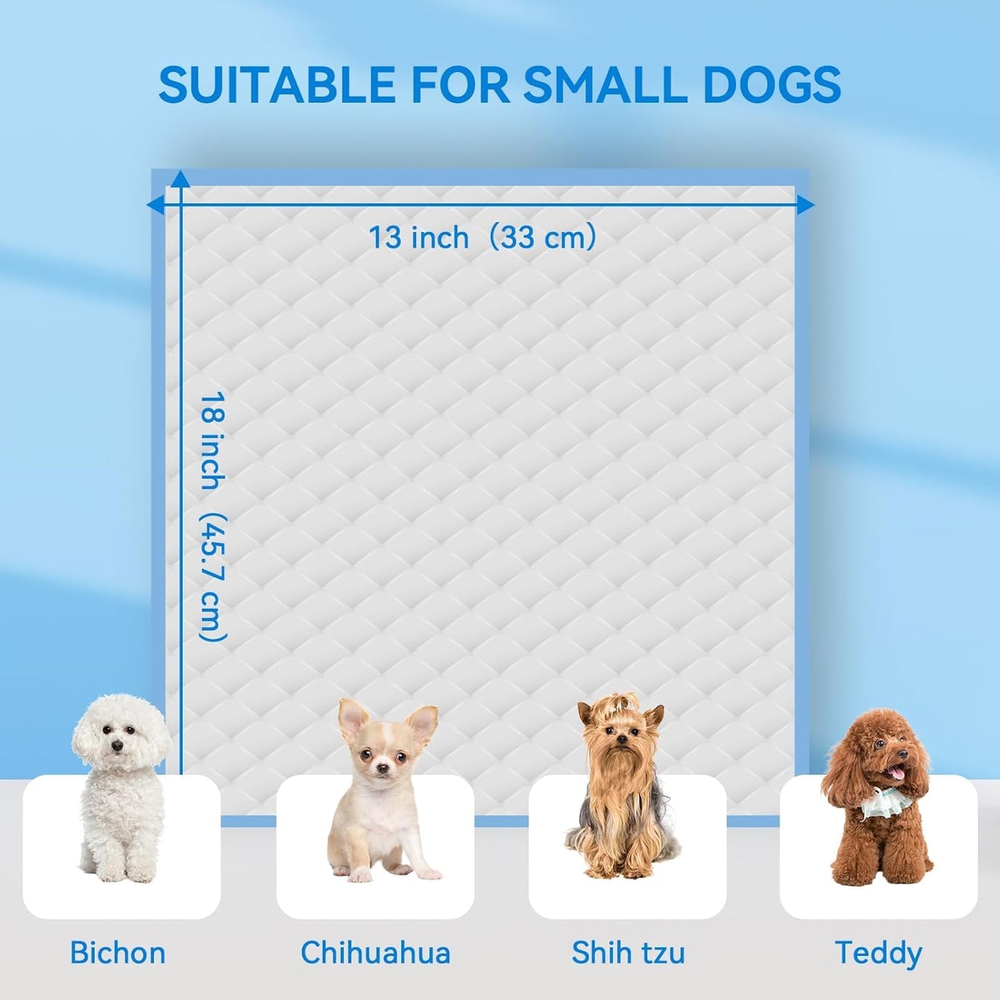 Skdwakiz Puppy Pads, 100 Count 18" x 13" Disposable Pee Pads for Dogs Potty Training, Super Absorbent | Leak-Proof | Quick-Dry Training Pads for Dog, Cat, Rabbits and Guinea Pigs (Blue)
