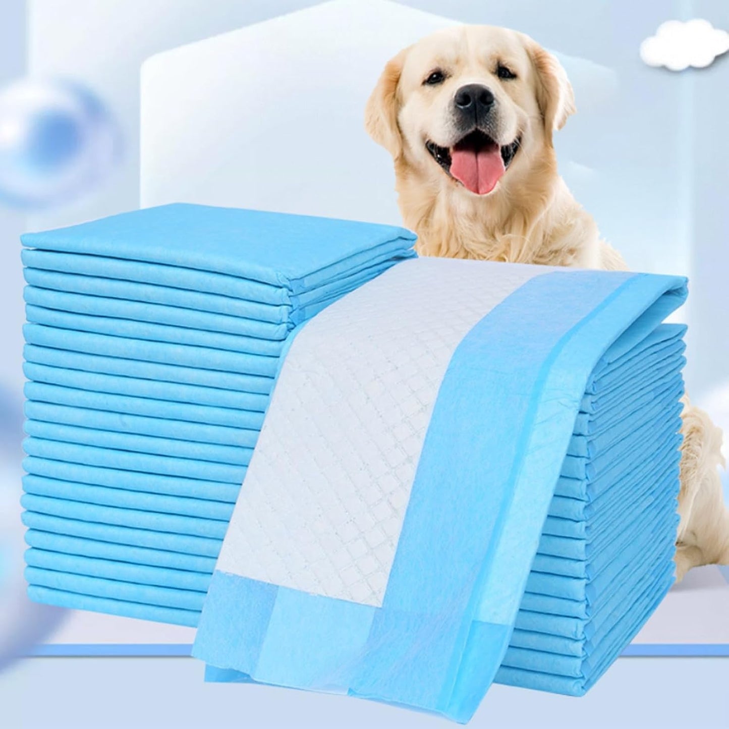 Skdwakiz Puppy Pee Pads, 40 Count 23x23 in Disposable Dog Training Pads, Super Absorbent Pet Piddle & Leak-Proof Potty Incontinence Mats for Puppies Dogs Doggie Cats Rabbits, Quick Drying