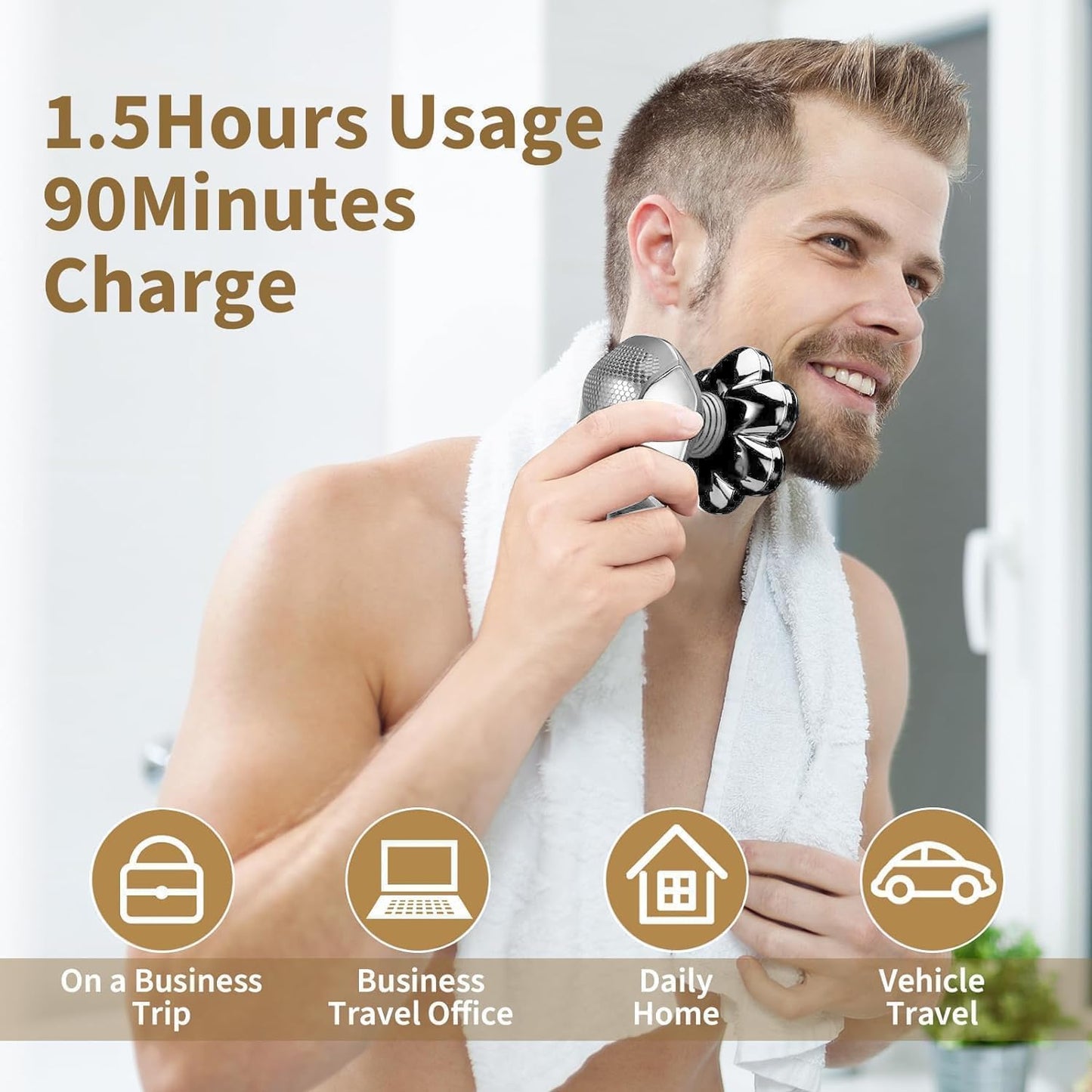 Nogroa Head Shavers for Bald Men, Magnetic Electric Razor, 7D Rotary Shaver 5 in 1 Grooming Kit, IPX7 Waterproof, Wet/Dry, LED Display, Rechargeable, Cordless, Silver