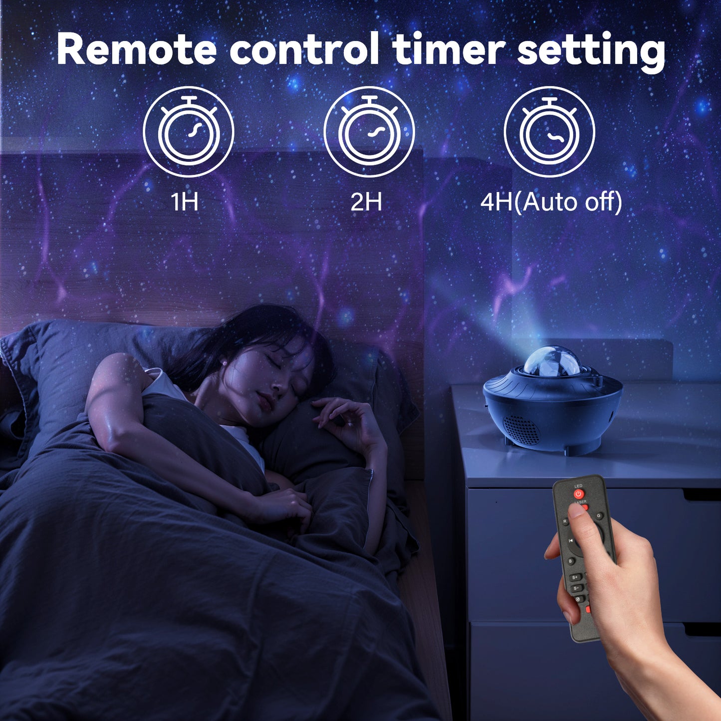 Stars Projector, Galaxy Light Projector for Bedroom 21 Effects Rotating Projection Night Light Ceiling Star Galaxy Projector with Bluetooth Timer and Remote Room Decor Lights for Kids Party