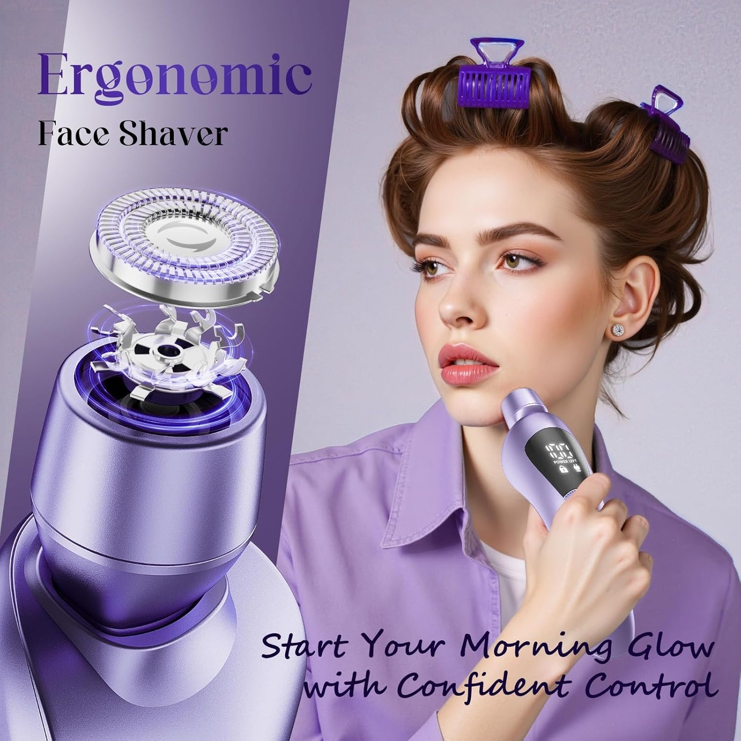Skdwakiz Electric Razors for Women Cordless, 2-in-1 Womens Electric Shaver, IPX7 Waterproof Wet Dry Body Pubic Hair Trimmer, Rechargeable Bikini Trimmer, Lady Shaver for Face, Underarm & Legs