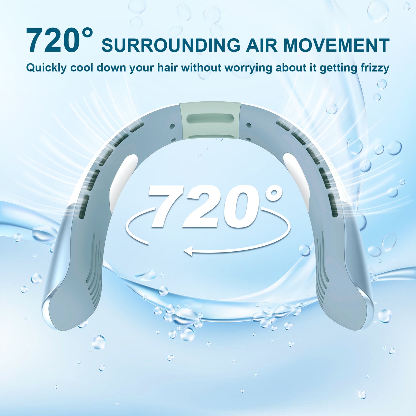 Portable Neck Fan, Personal Fan with Necksupport 5000mAh Battery - Rechargeable Fan Wearable Bladeless - 5 Speeds Cooling Hands-Free Fan for Indoor Outdoor Sports