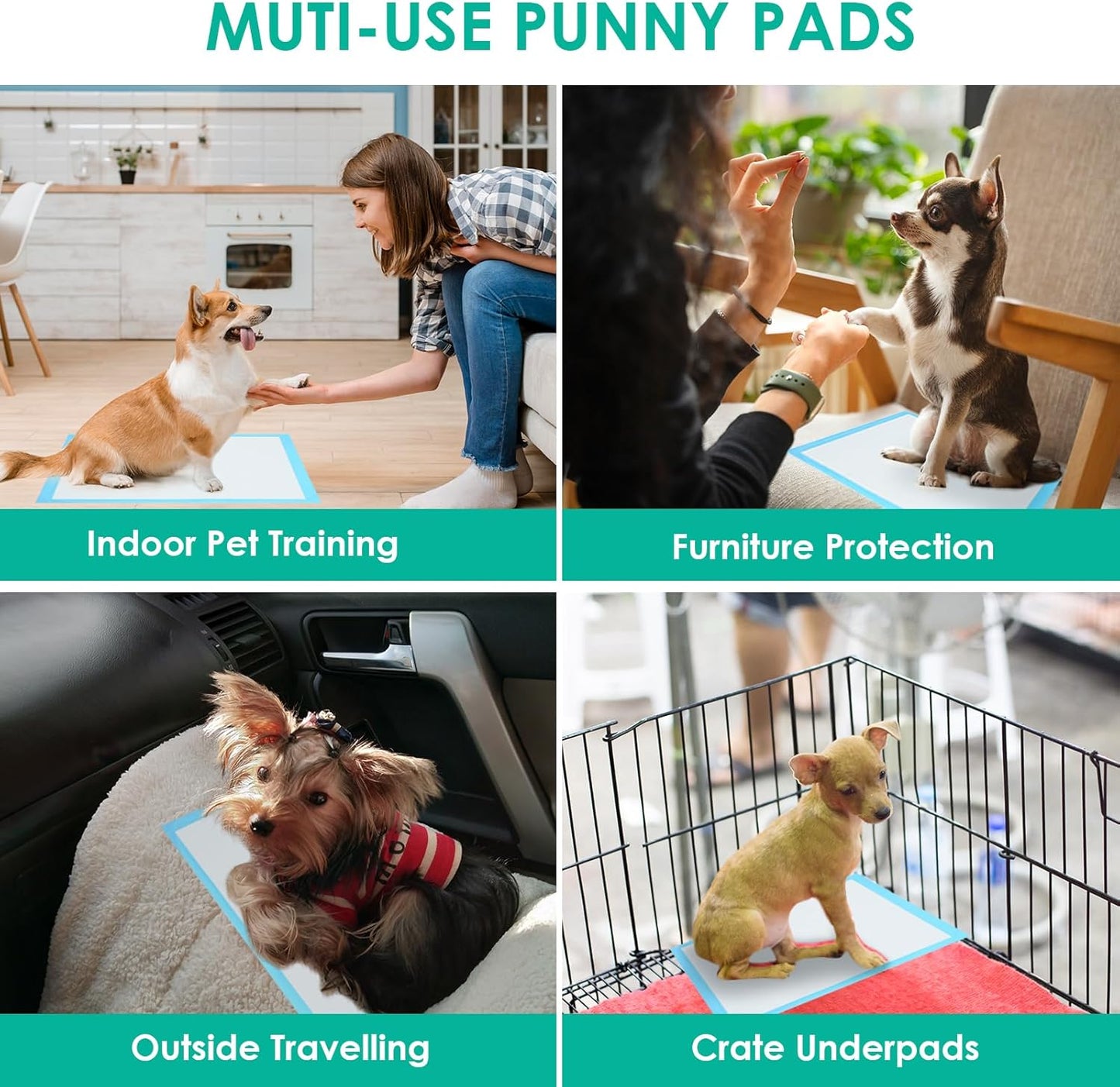 Skdwakiz Puppy Pee Pads, 40 Count 23x23 in Disposable Dog Training Pads, Super Absorbent Pet Piddle & Leak-Proof Potty Incontinence Mats for Puppies Dogs Doggie Cats Rabbits, Quick Drying