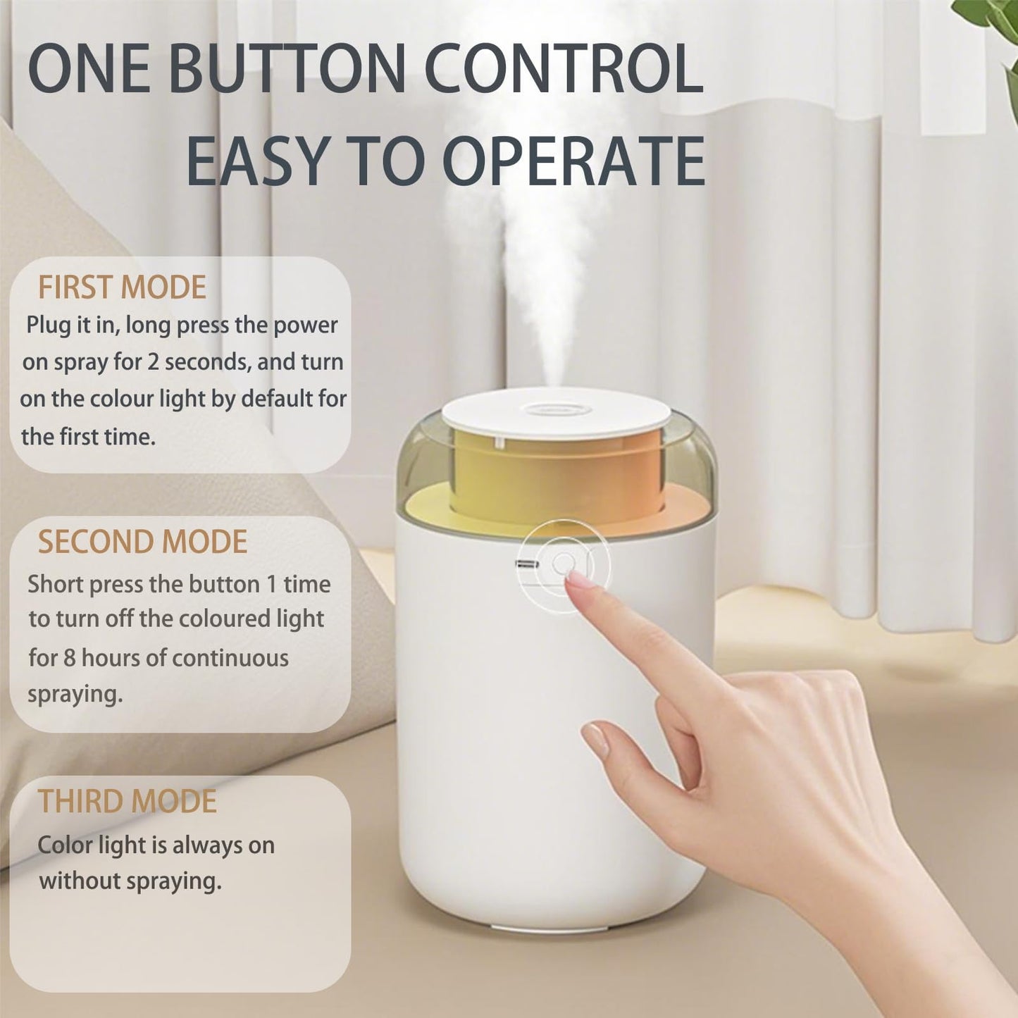 Skdwakiz 1.2L Humidifier for Room, Small Cool Mist Humidifiers with 2 Mist Modes & Colorful Light, Portable Ultrasonic Air Humidifier for Homes, Bedroom
