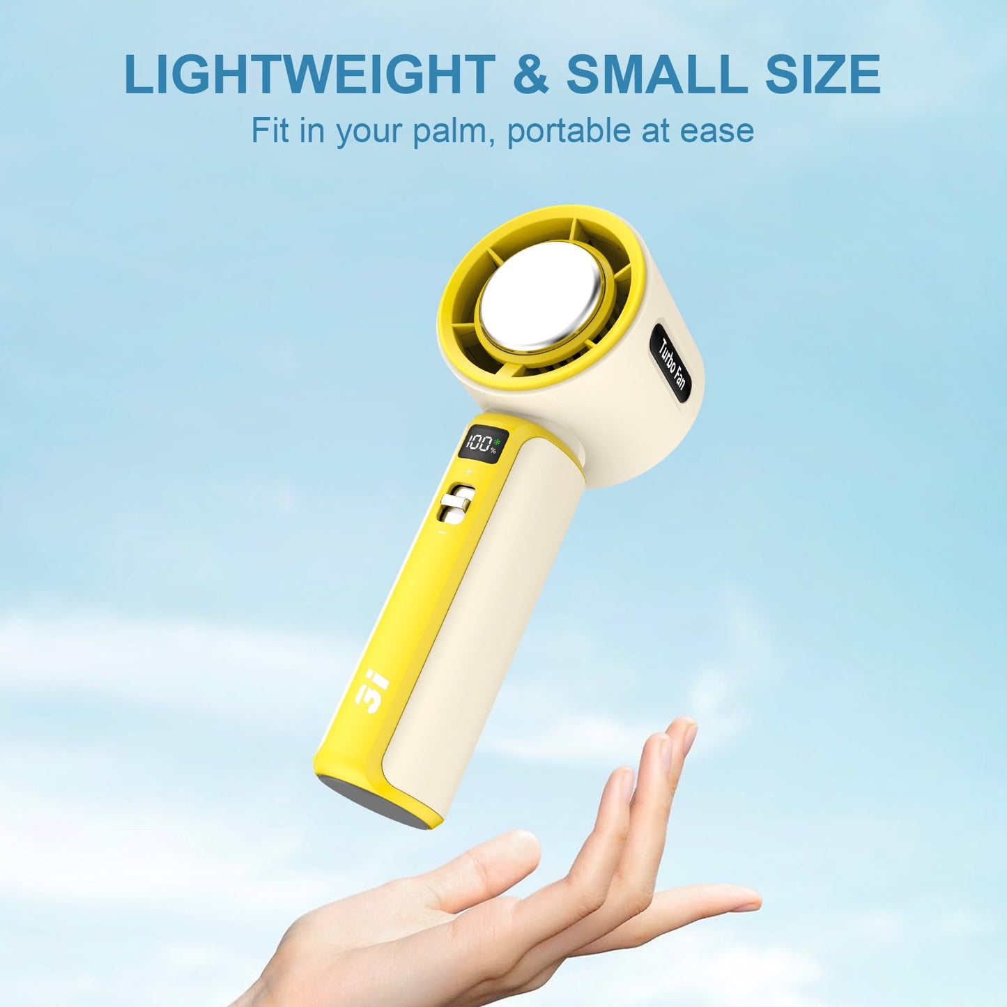 Portable Handheld Fan, 100 Speed Electric Personal Fan Rechargeable with LED Display and Ice Sense Chip to Ice High-Speed Mini Turbo Fan for Outdoor Home