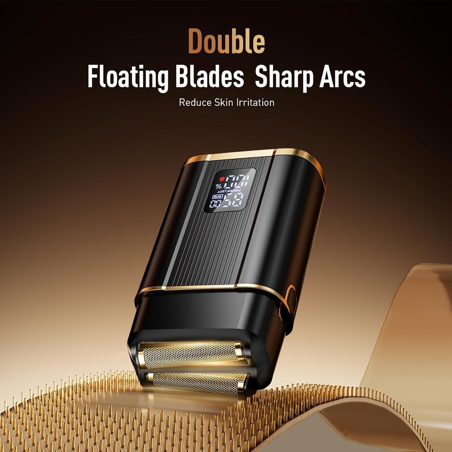 Nogroa Electric Shavers for Men, Cordless Electric Foil Razors with 2 Floating Blades LED Display IPX6 Waterproof Portbale Face Shaver, Professional Beard Trimmer for Home Travel