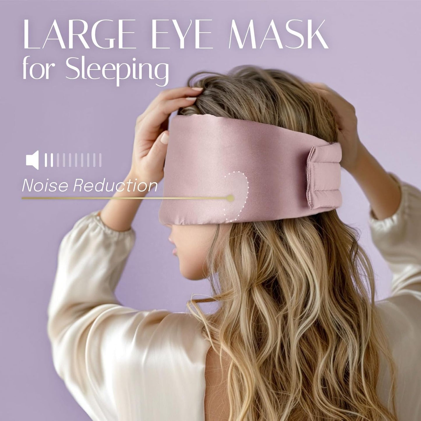 Skdwakiz Sleep Mask for Side Sleeper Women Men, Silk Eye Mask for Sleeping Light Blocking, Soft Breathable Night Blindfold, Adjustable Eye Shade Cover, Sleeping Mask for Flight Nap, Travel, Pink