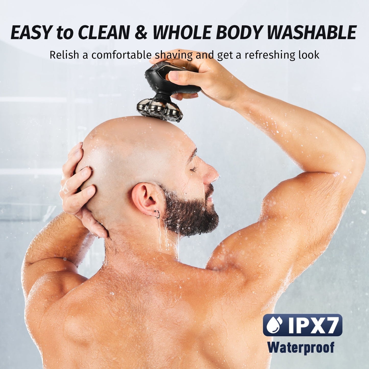 Nogroa Head Shavers for Bald Men, Magnetic Electric Razor, 7D Rotary Shaver 5 in 1 Grooming Kit, IPX7 Waterproof, Wet/Dry, LED Display, Rechargeable, Cordless