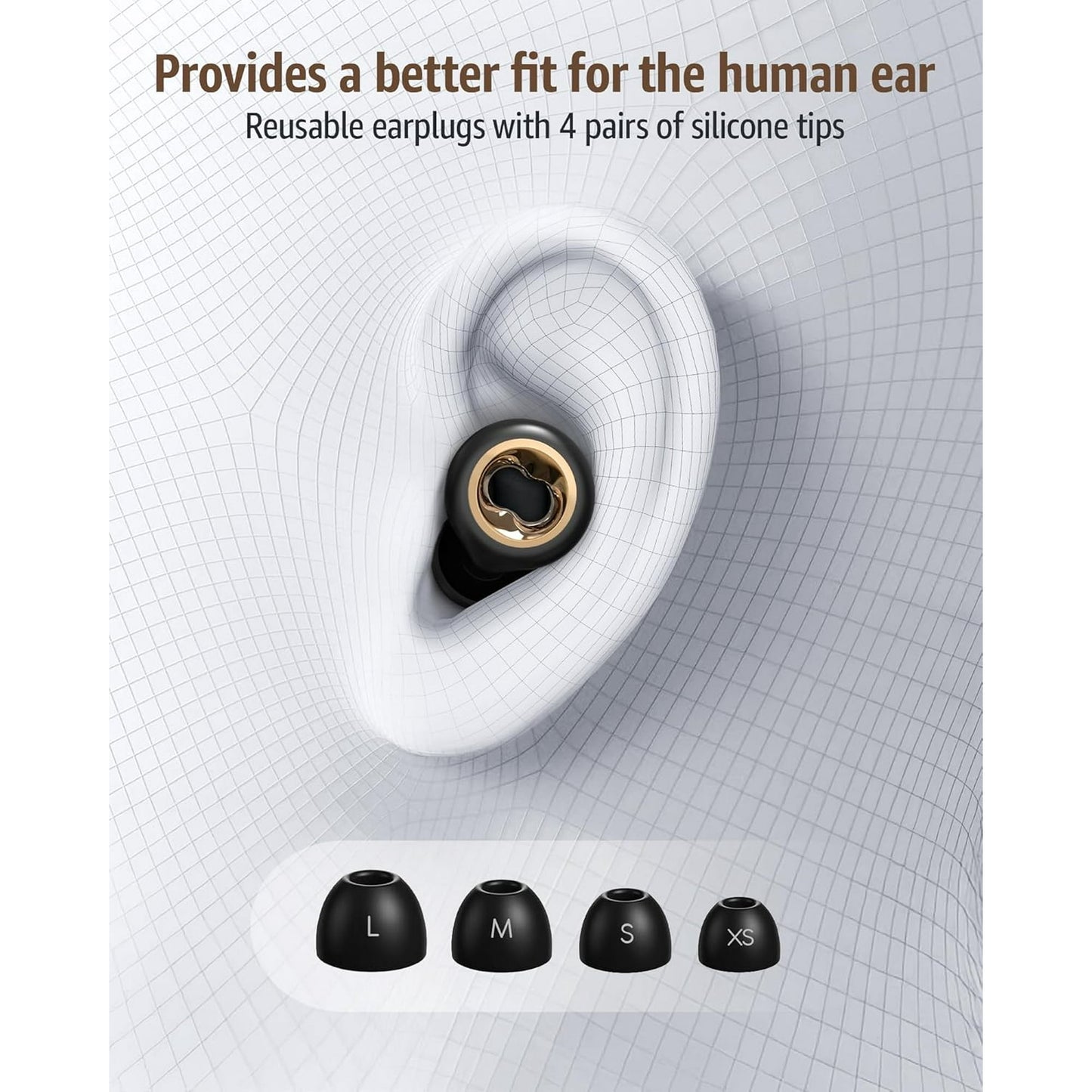 Skdwakiz Ear Plugs for Sleeping Noise Cancelling, 45dB Earplugs with 8 Eartips, Soft Reusable Noise-Reducing Sleep Earbud, Silicone Hearing Protection Earplugs for Sleep, Concert, Travel & Swimming