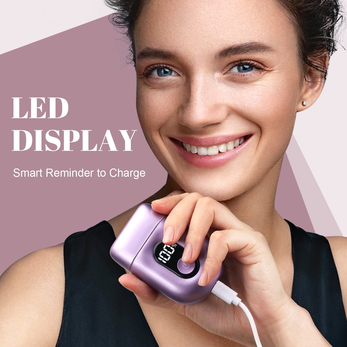 Nogroa Electric Razor for Women: Mini Electric Foil Shavers with IPX7 Waterproof Led Display - Rechargeable Bikini Trimmer - Cordless Portable Body Hair Trimmer for Underarm Leg Arm Face, Purple