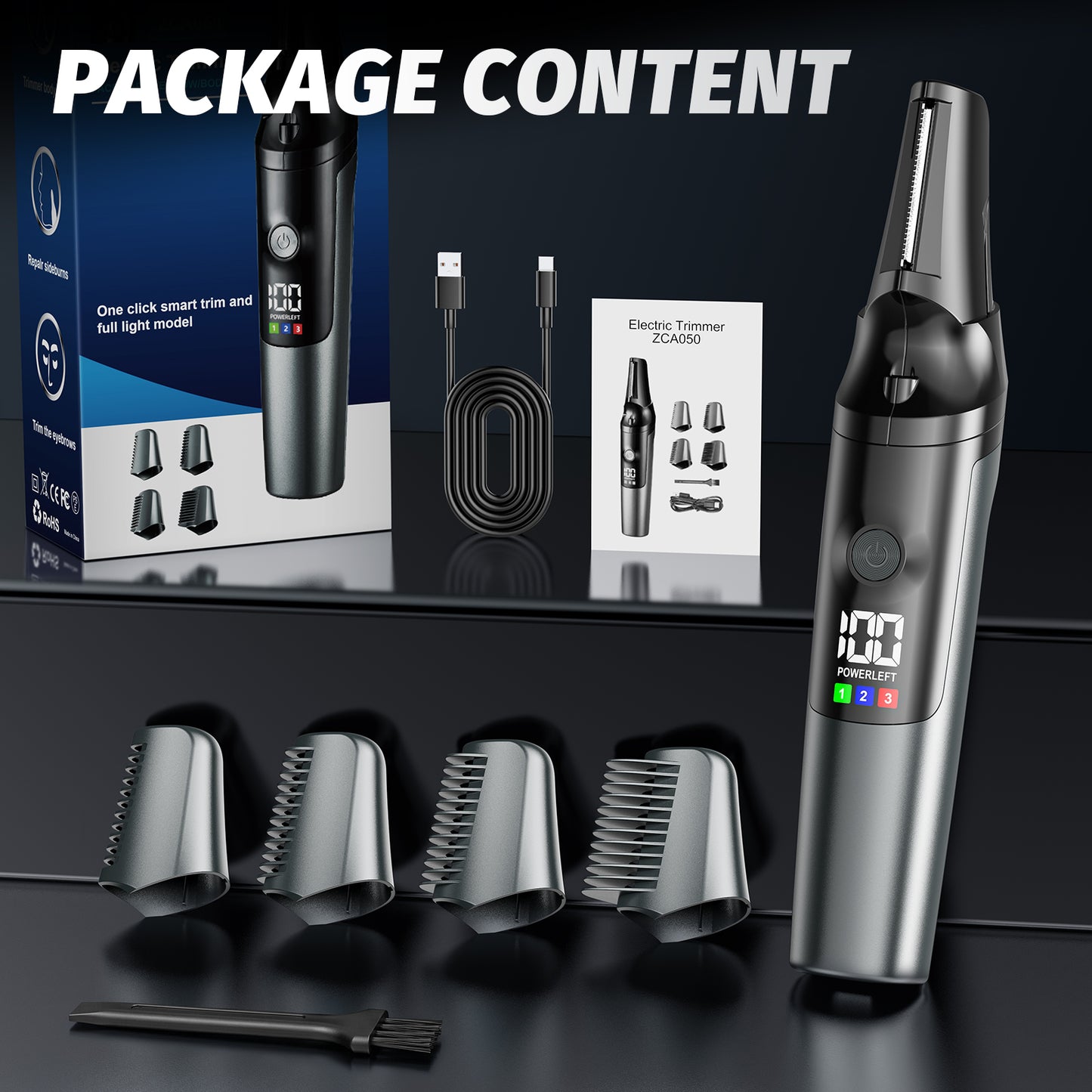Arenviy Electric Body Trimmer for Men, No-Nick Pubic Hair Trimmer, Groin & Ball Shaver with 4 Combs, IPX6 Waterproof Body Groomer, Back Shaver for Men, LCD Display, LED Light & USB Rechargeable