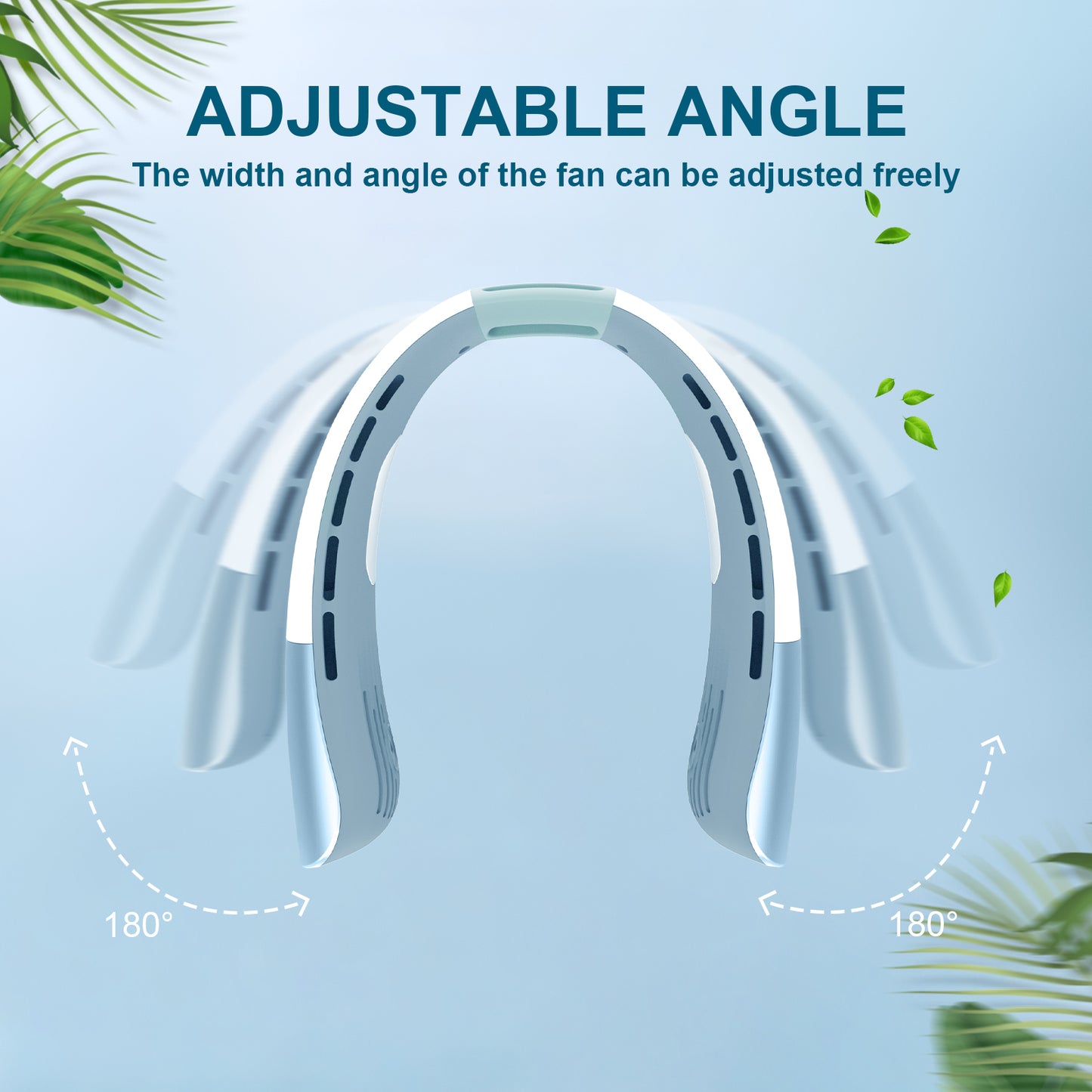 Portable Neck Fan, Personal Fan with Necksupport 5000mAh Battery - Rechargeable Fan Wearable Bladeless - 5 Speeds Cooling Hands-Free Fan for Indoor Outdoor Sports