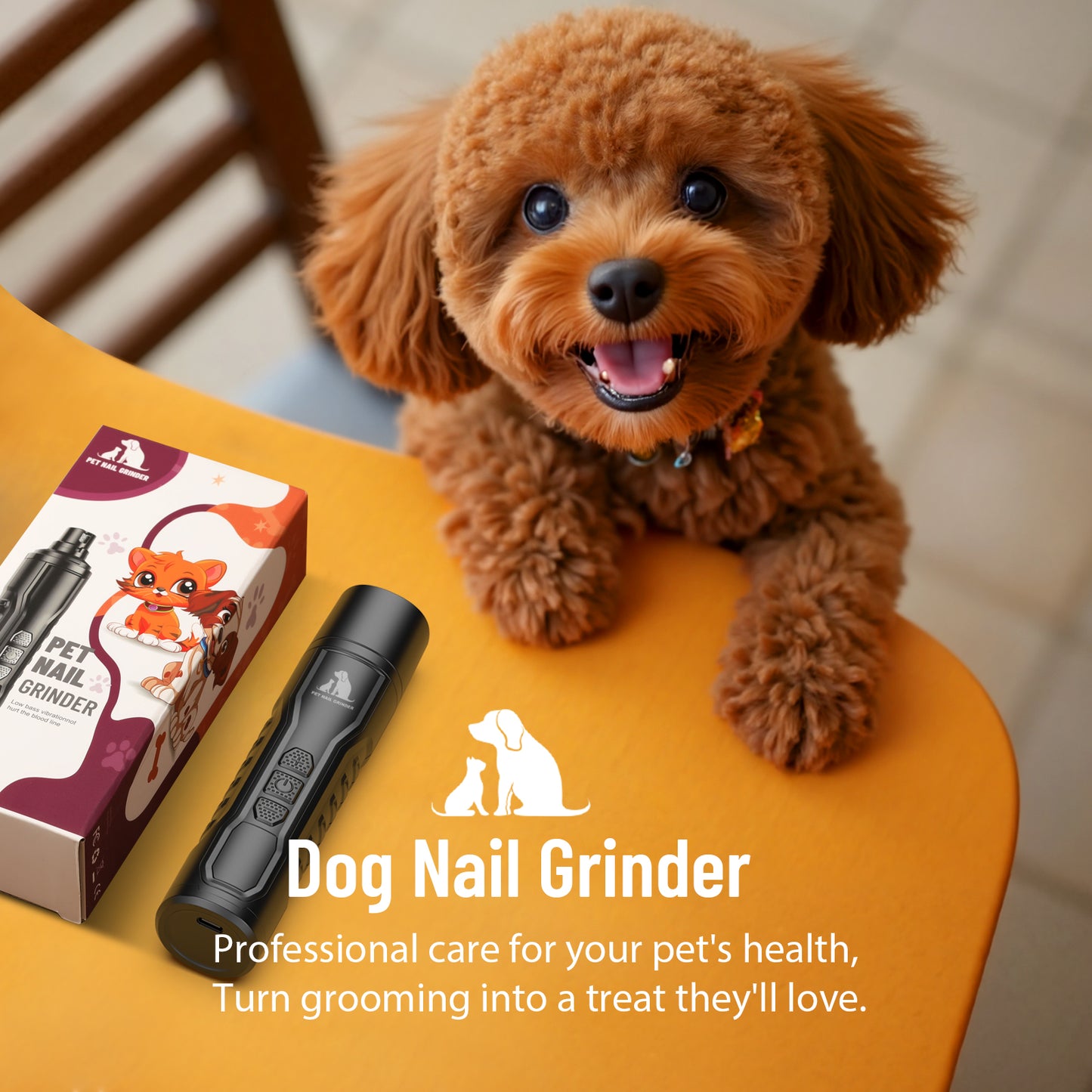 Skdwakiz Professional Dog Nail Grinder with Dual Light - Ultra Quiet Low-Vibration Cat Nail Clippers, Smart 5 Speed Pet Nail Trimmers with LED Display/Fast Charge/Low Battery Reminder