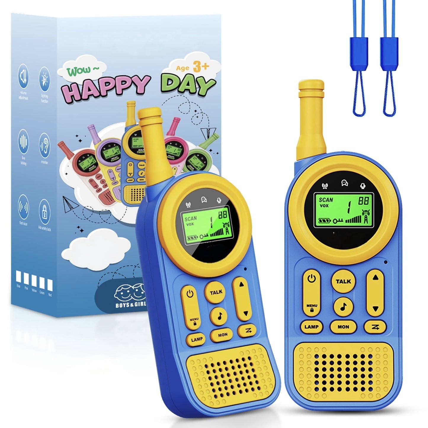 Arenviy 2-Pack Multifunctional Toy Phone for Kids Ages 3–10, Toy Cell Phone with Flashlight & Lanyard, Christmas and Birthday Gifts for Boys & Girls, Blue