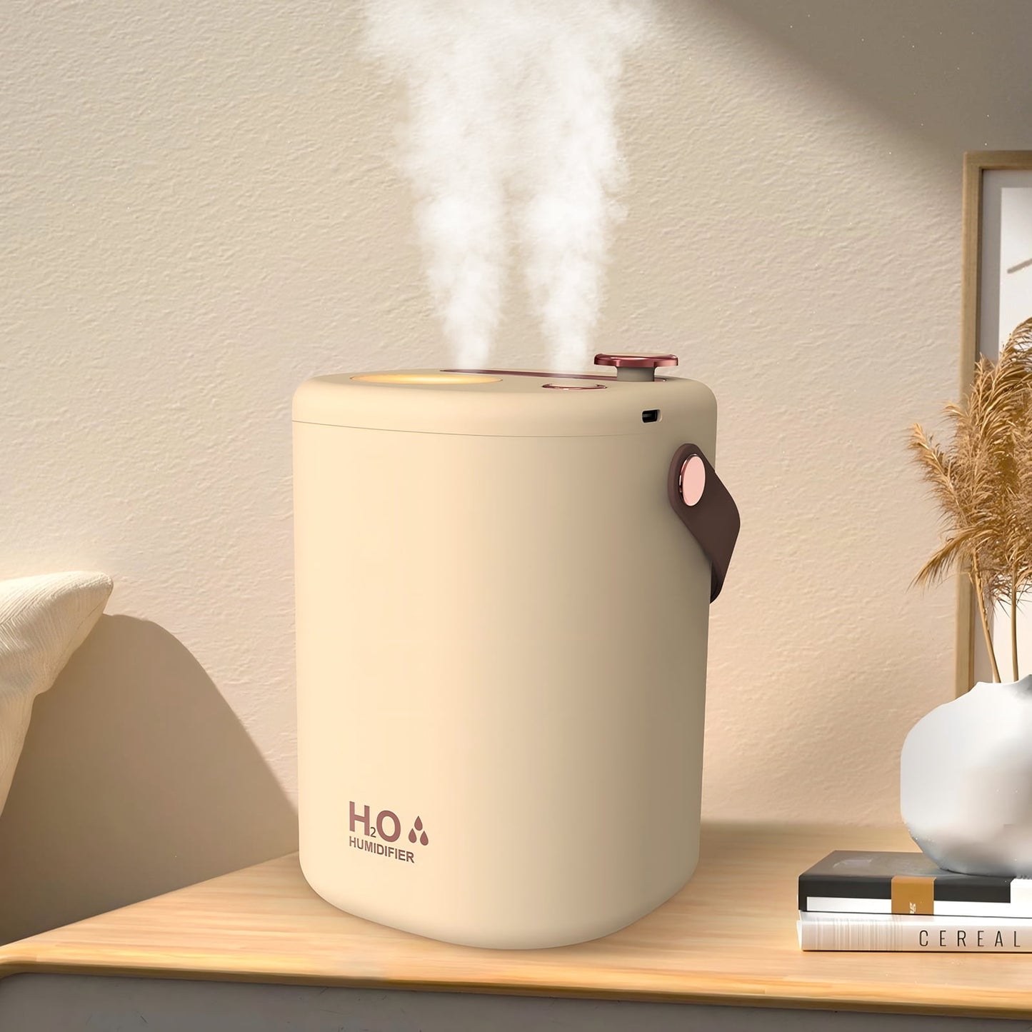 Skdwakiz 2L Humidifier for Room, 3 Gear 2 Spray Portable Cool Mist Humidifiers with Night Light, 28 dB Quiet Top-Fill Ultrasonic Diffuser for Large Room