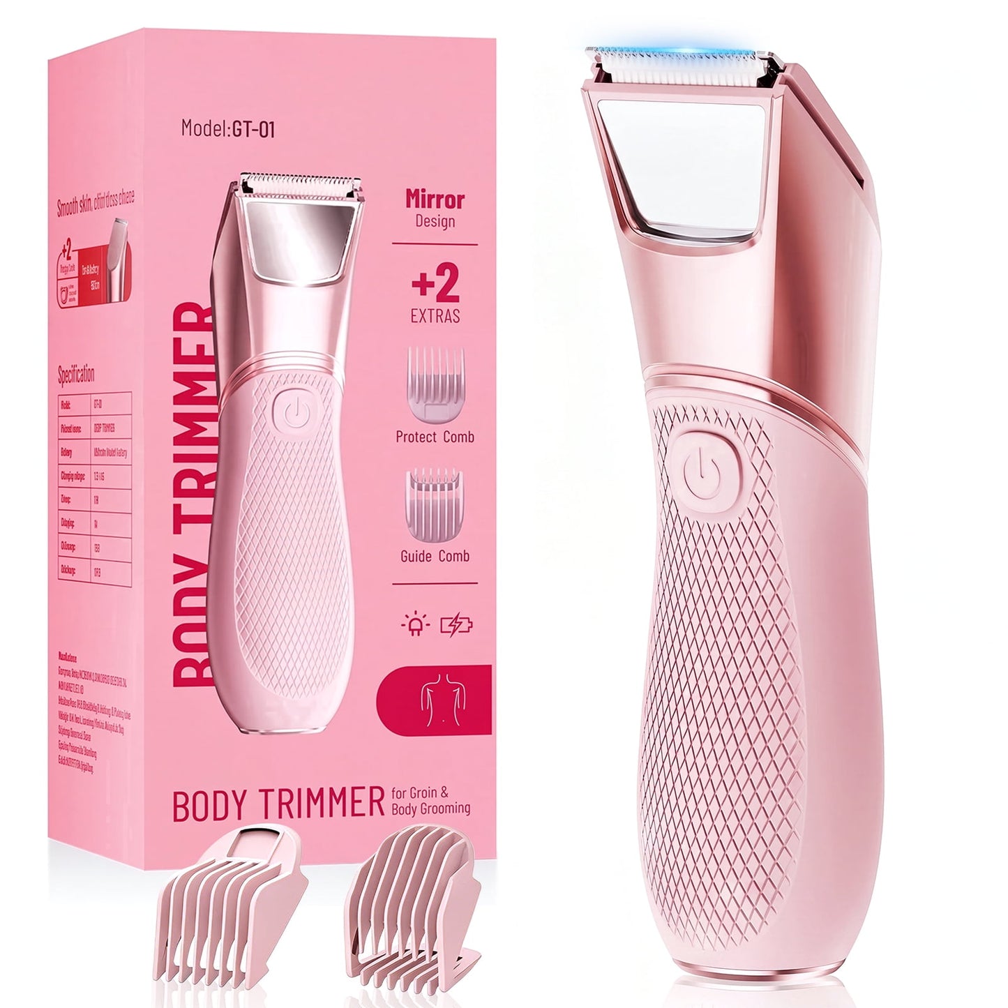 Nogroa Bikini Trimmer for Women, Electric Razors, Cordless Shaver with Ceramic Blade, IPX7 Waterproof Lady Facial Razor, Portable Rechargeable Body Pubic Hair Trimmer, Idea for Face, Underarm & Legs