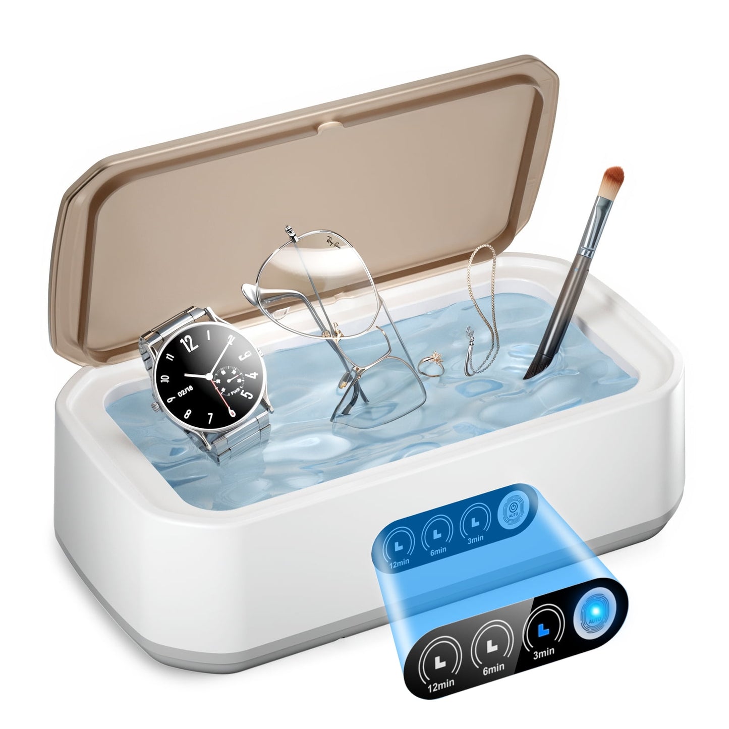 KOPEXY Ultrasonic Jewelry Cleaner, 50KHz Ultrasonic Cleaner Machine for Jewelry, Rings, Glasses, Watch Strap, 3 Cleaning Modes with Digital Timer, 22oz, 304 Stainless Steel Water Tank