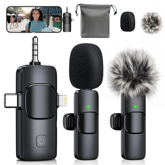 TCVOR Wireless Lavalier Microphone for iPhone and Android, Portable Mini Mic Lavalier Microphone Noise Reduction Mini Mics with Type C for Youtube Podcast Interview Vlog Livestreaming