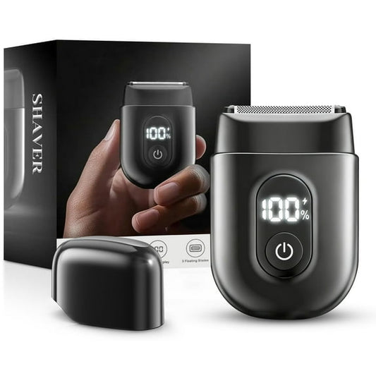 Nogroa Electric Foil Shaver for Men, Cordless Mini Electric Razors with 3 Floating Blades&LED Display, IPX7 Waterproof Wet/Dry Face Shaver, Protable Compact Beard Trimmers for Travel, Type-C Charging