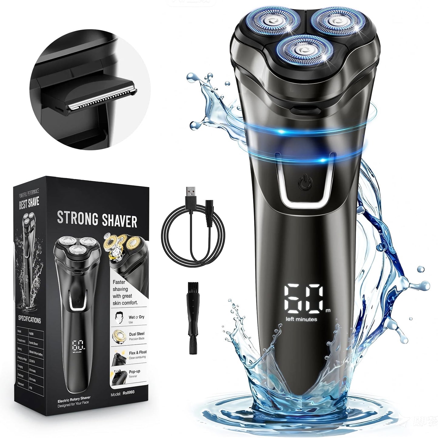 Nogroa Electric Razor for Men, Waterproof Cordless Electric Shaver with Pop-up Beard Trimmer, Ideal Gift for Him Husband Dad