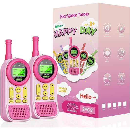 Skdwakiz Kids Walkie Talkies 2 Pack - 3KM Long Range Two-Way Radios Children's Toys with Flashlight, 22 Channels, Birthday Gifts for Boys and Girls 3+ Years
