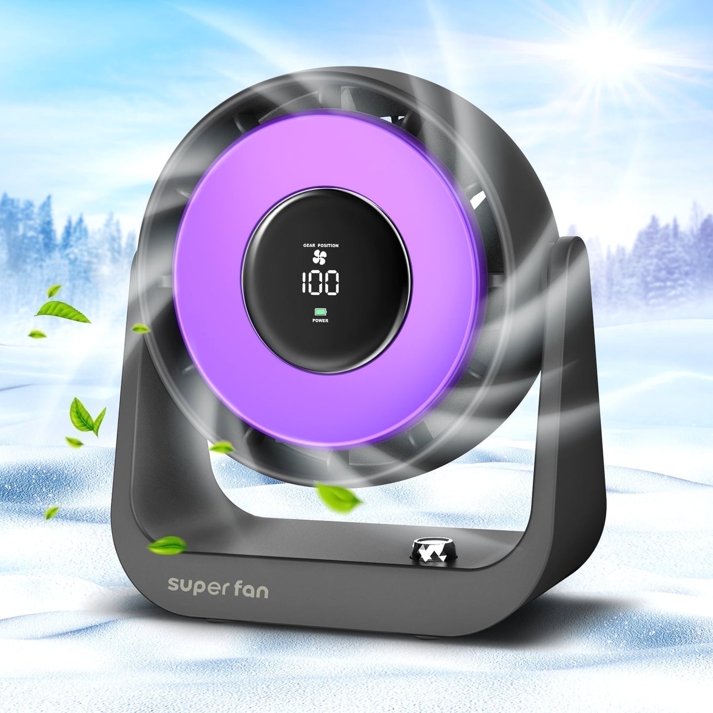 Arenviy Small Desk Fan, Portable Tabletop Fan with Smart Digital Display, 100 Speeds Rechargeable Personal Fan for Bedroom Office Home