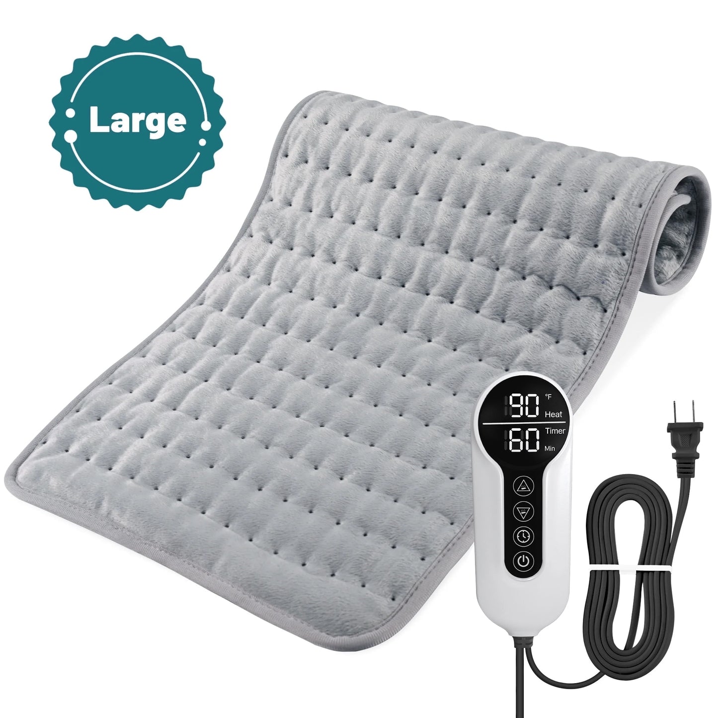 TCVOR Deluxe Flannel Heating Pad for Deep Heat and Comfort, 12" x 24" Electric Heating Pad with 6 Heat Settings, 4 Timer Auto Safety Shut Off, Machine Washable, Dry and Moist Heat Option