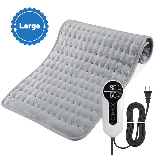 TCVOR Flannel Heating Pad for Deep Heat and Comfort, 12" x 24" Electric Heating Pad, Fast-Heating with 6 Heat Settings, 4 Timer Auto Shut Off, Machine Washable