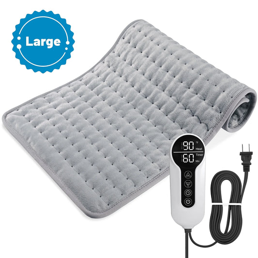 TCVOR Heating Pad for Deep Heat and Comfort, 12" x 24" Ultra Soft Flannel Electric Heating Pad with 6 Heat Settings, 4 Timer Auto Shut Off, Moist and Dry Heat Option, Machine Washable